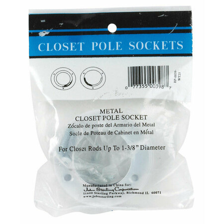 JOHN STERLING Knape & Vogt Closet-Pro Pole Socket, Steel, White RP-0039-WT25